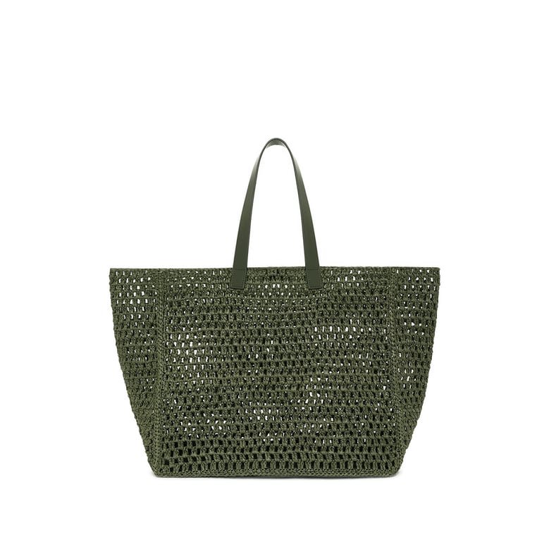 olive woven design top handle bag by Selfnex