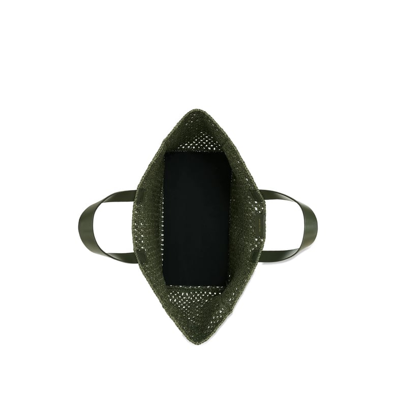 olive woven design top handle bag by Selfnex
