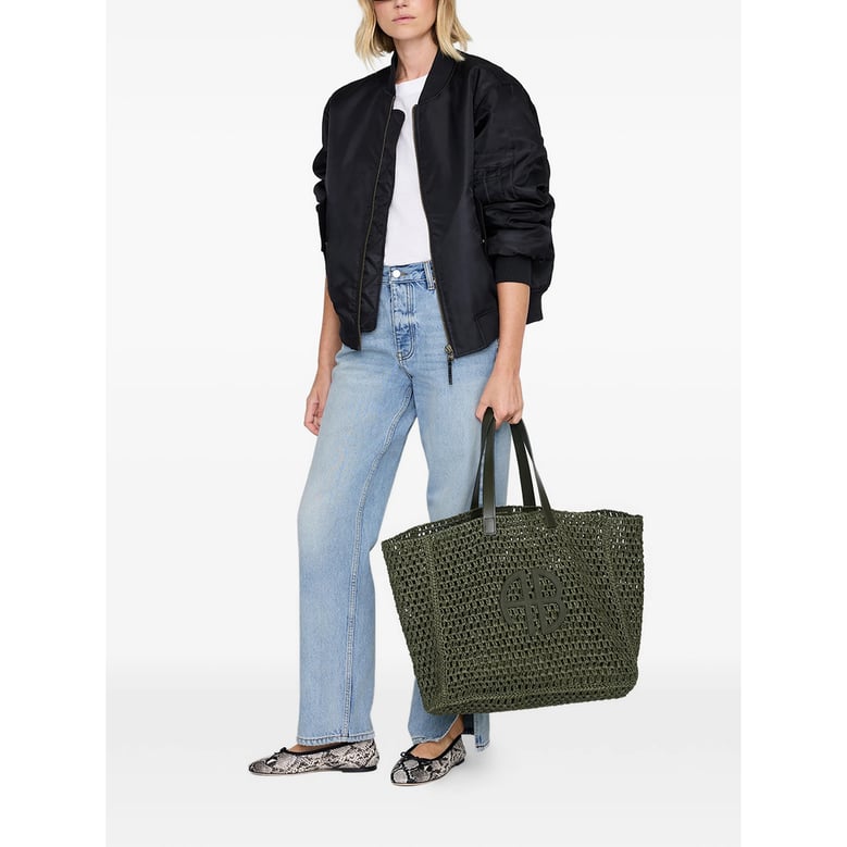 olive woven design top handle bag by Selfnex