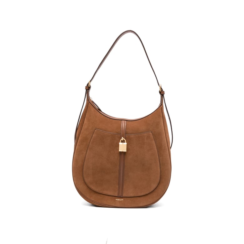 suede hobo bag with gold-tone hardware by Selfnex