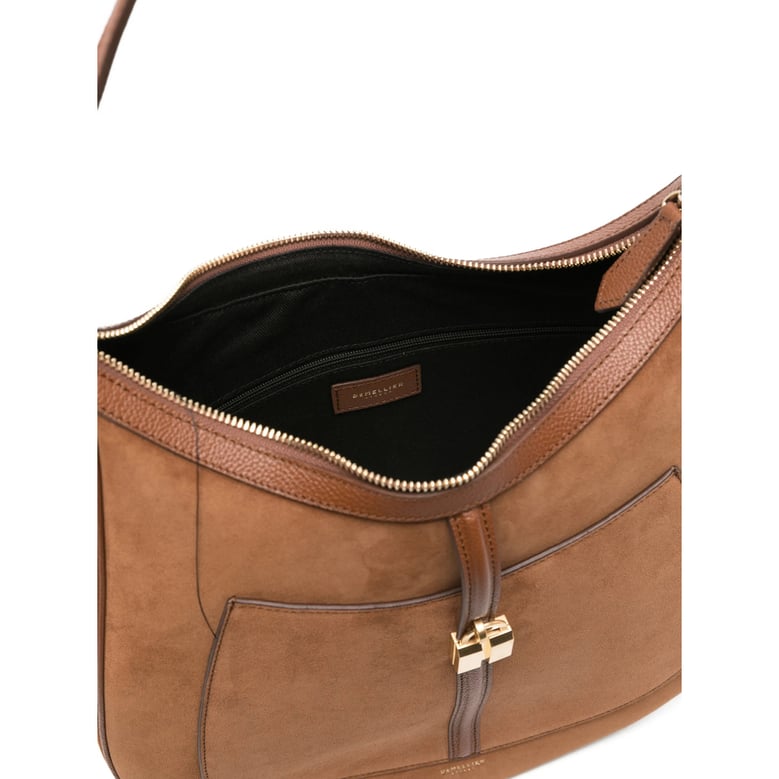 suede hobo bag with gold-tone hardware by Selfnex