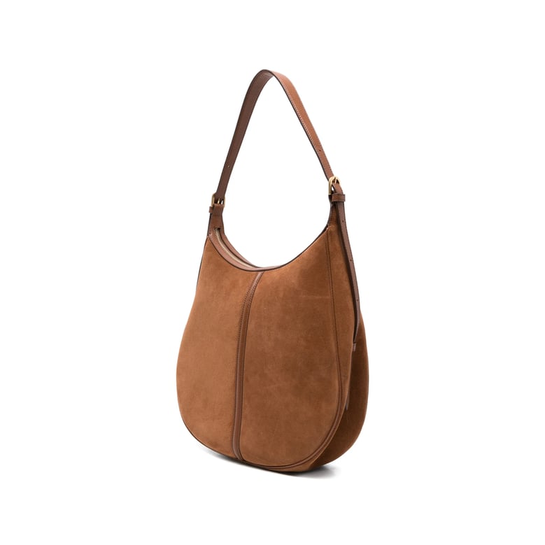 suede hobo bag with gold-tone hardware by Selfnex