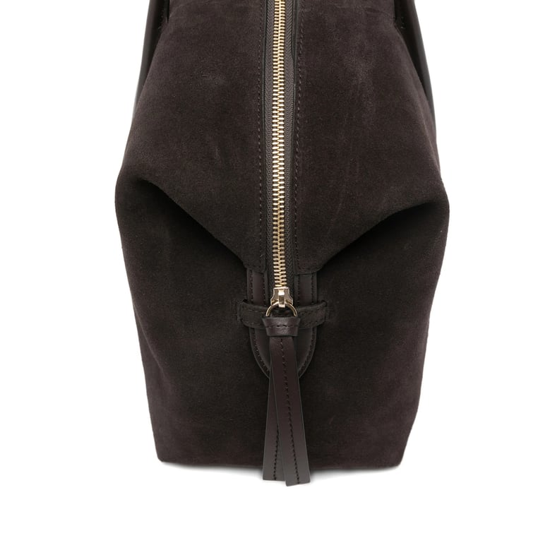 brown suede shoulder bag by Selfnex