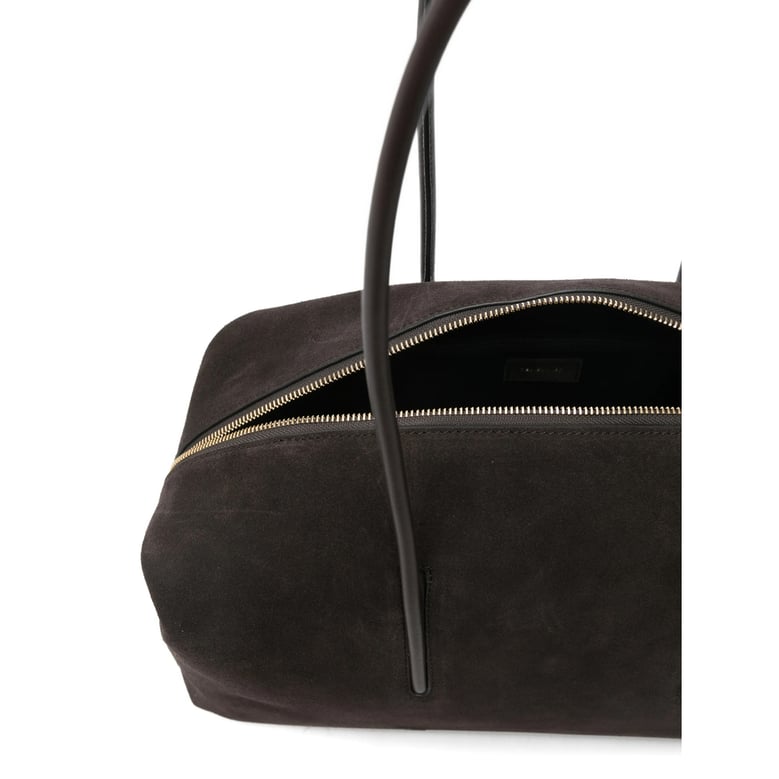 brown suede shoulder bag by Selfnex