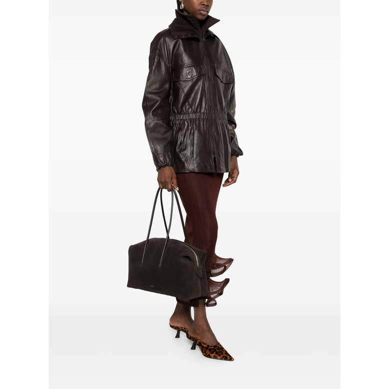 brown suede shoulder bag by Selfnex