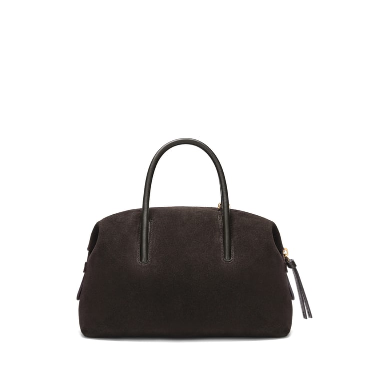 dark chocolate suede bag by Selfnex