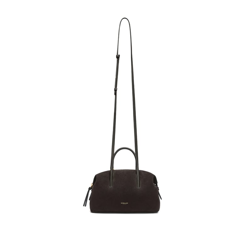dark chocolate suede bag by Selfnex