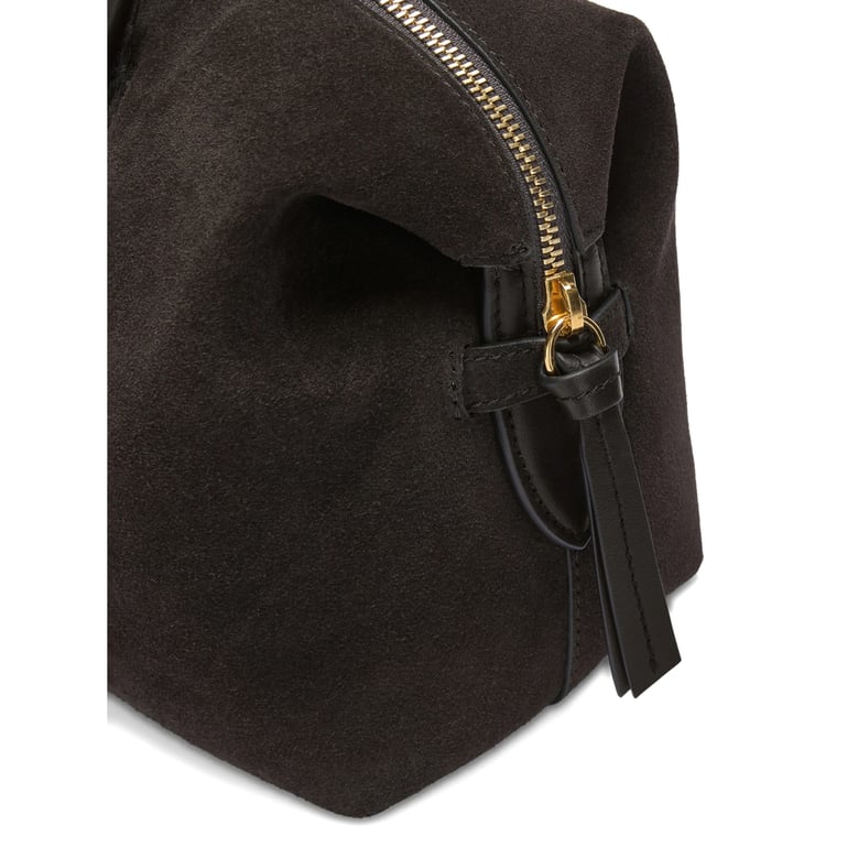 dark chocolate suede bag by Selfnex