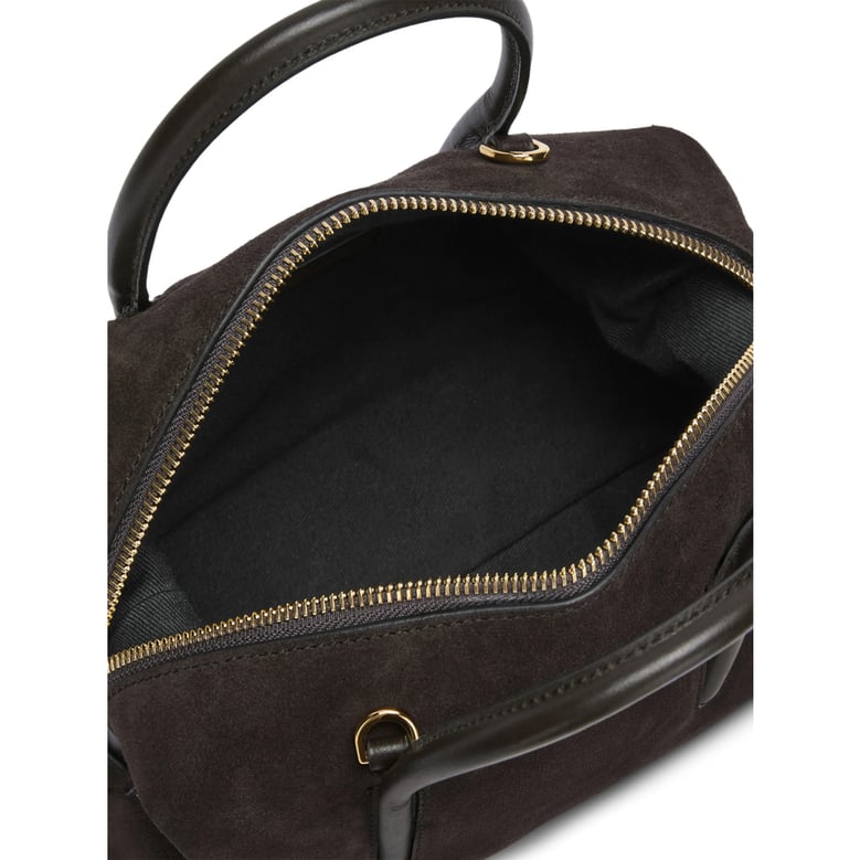 dark chocolate suede bag by Selfnex