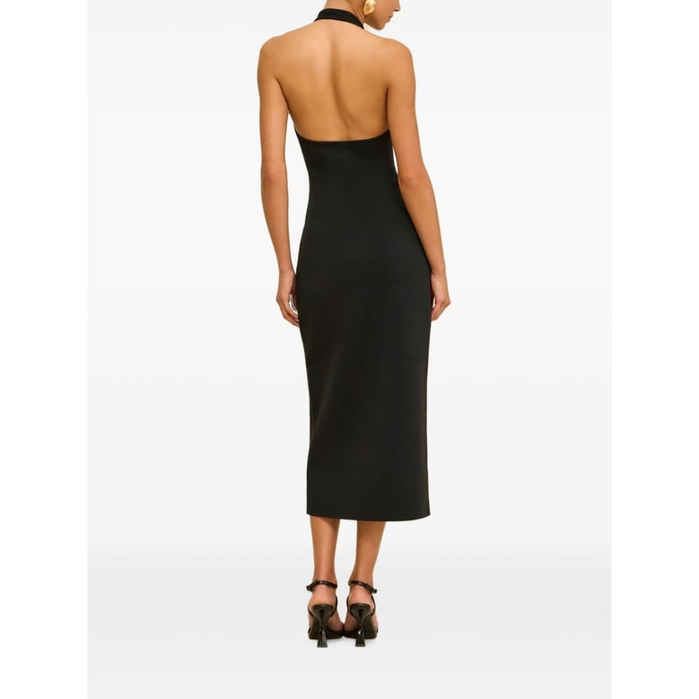 black halterneck midi dress with cutout detail by Selfnex