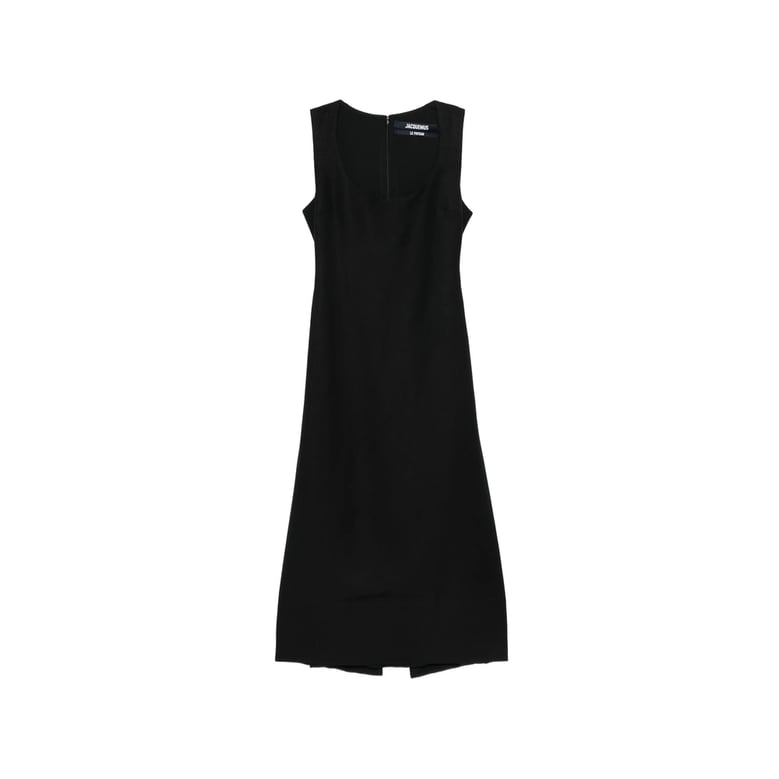 dress square neck black linen by Selfnex