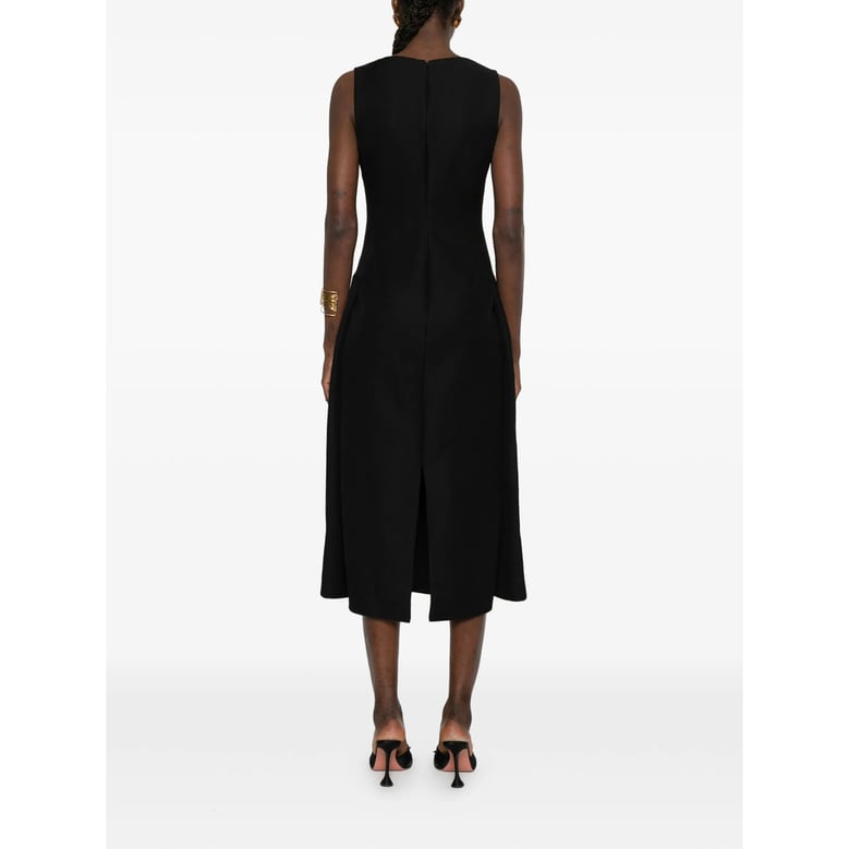 dress square neck black linen by Selfnex