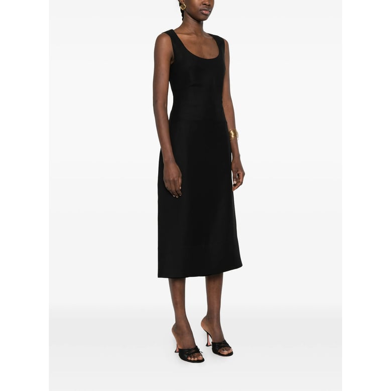 dress square neck black linen by Selfnex