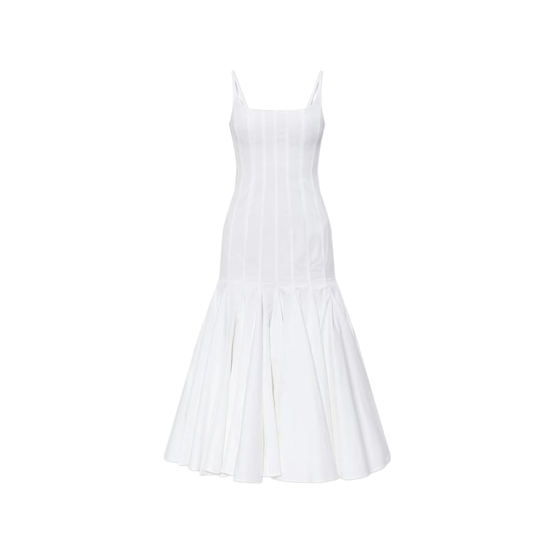 square neck flared hem midi dress by Selfnex