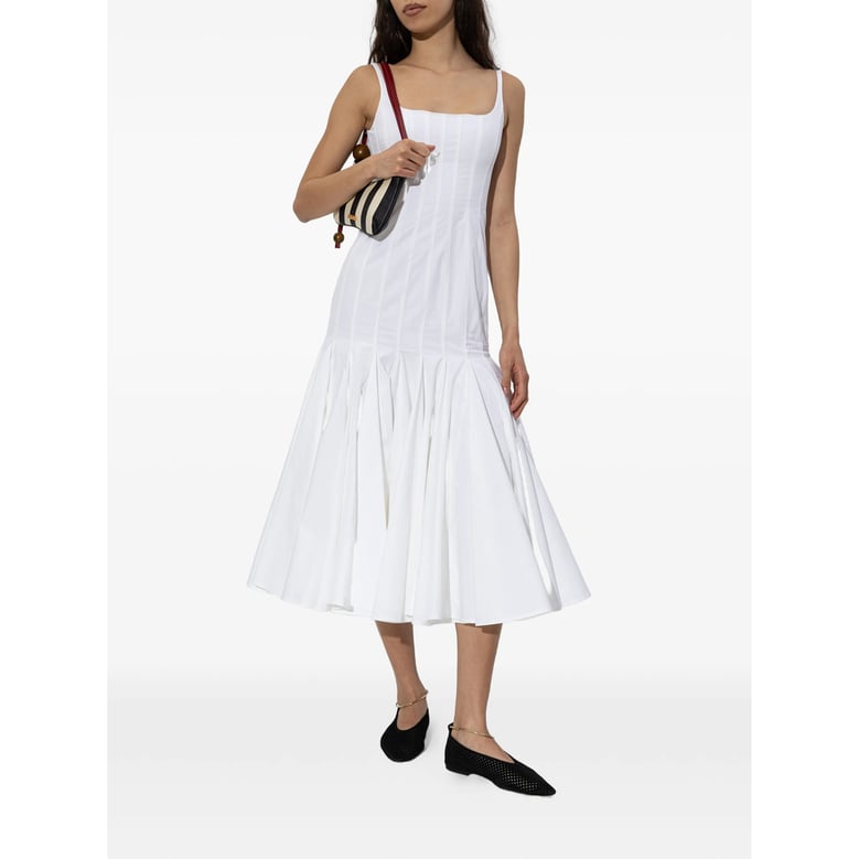 square neck flared hem midi dress by Selfnex