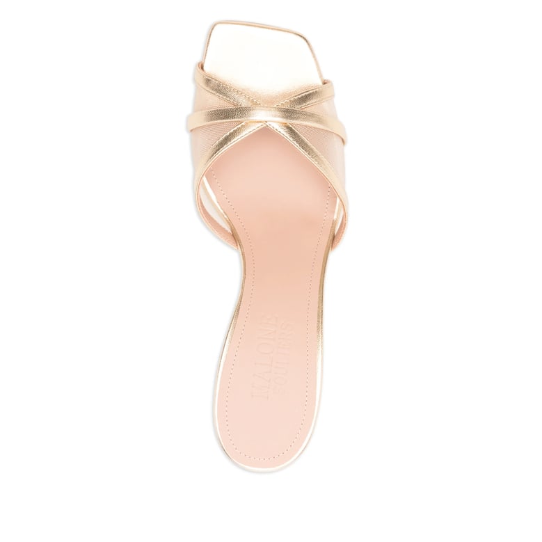 gold criss-cross stiletto heel shoes by Selfnex