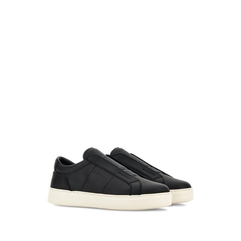 black slip-on sneakers with rubber sole by Selfnex