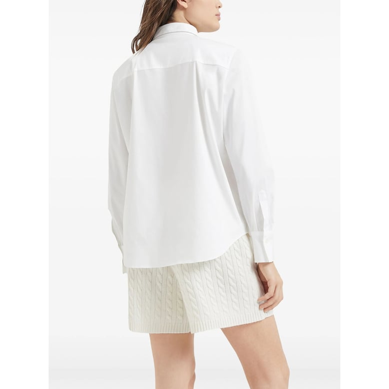 white cotton blend shirt with monili detail by Selfnex