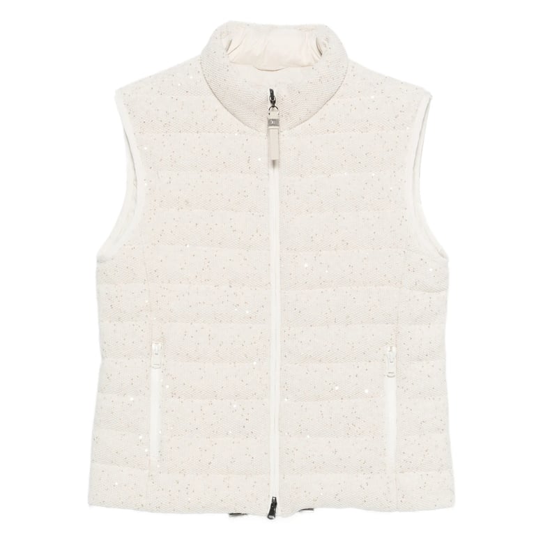 light beige sequin waistcoat by Selfnex