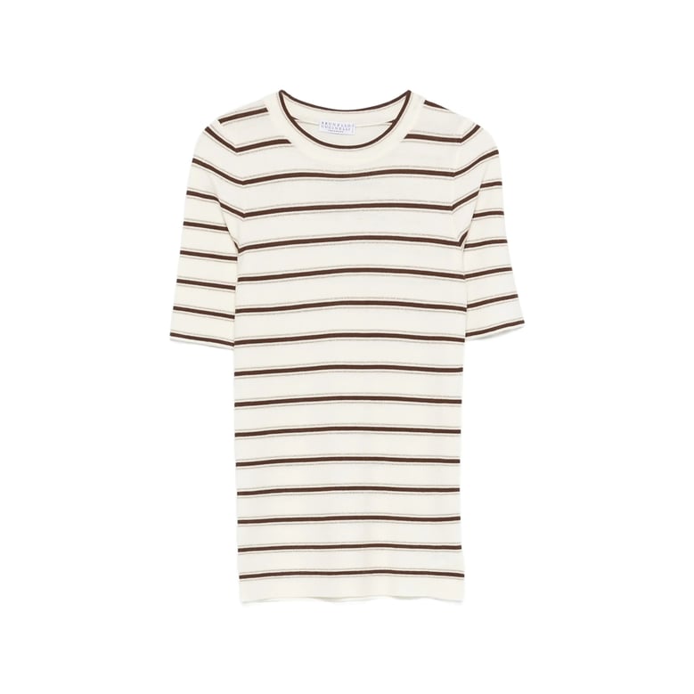 striped round neck sweater by Selfnex
