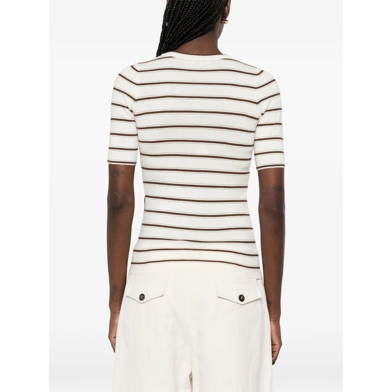 striped round neck sweater by Selfnex