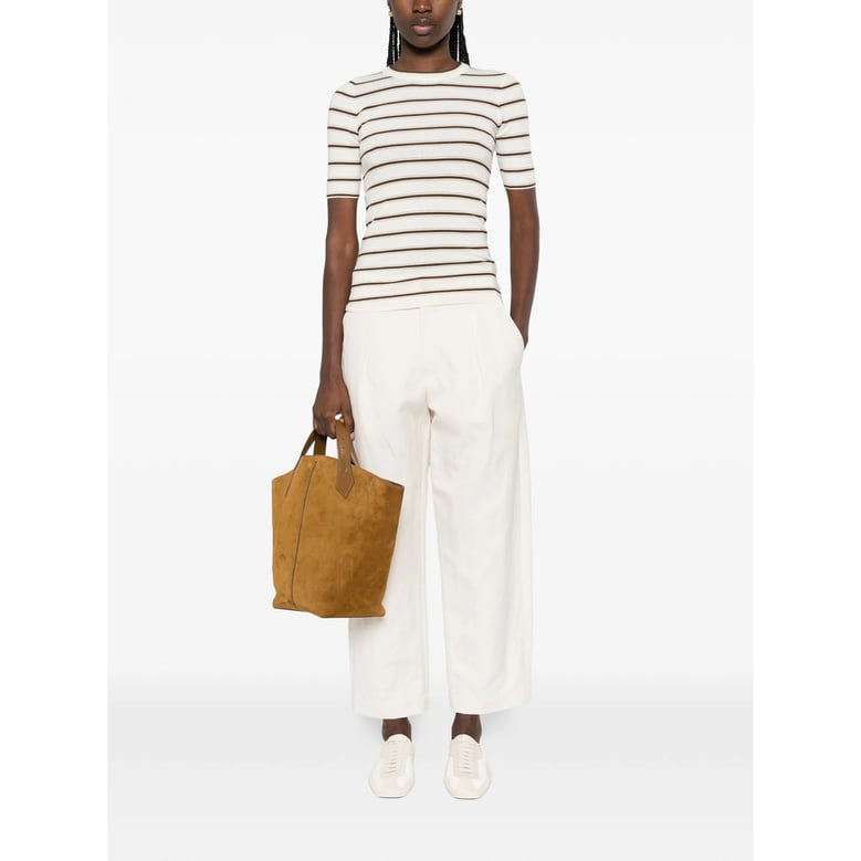 striped round neck sweater by Selfnex