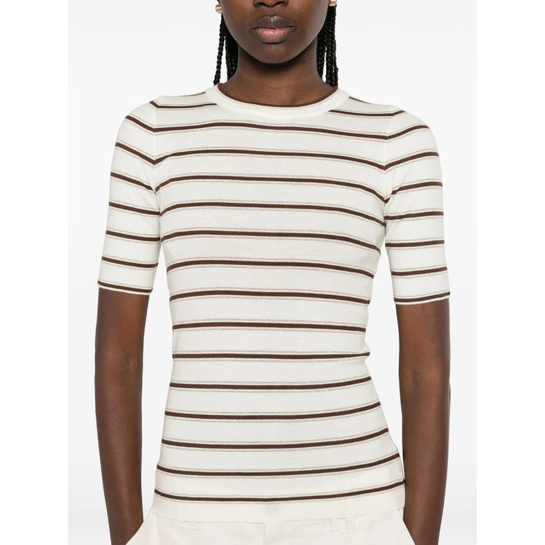 striped round neck sweater by Selfnex