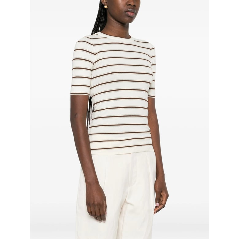 striped round neck sweater by Selfnex