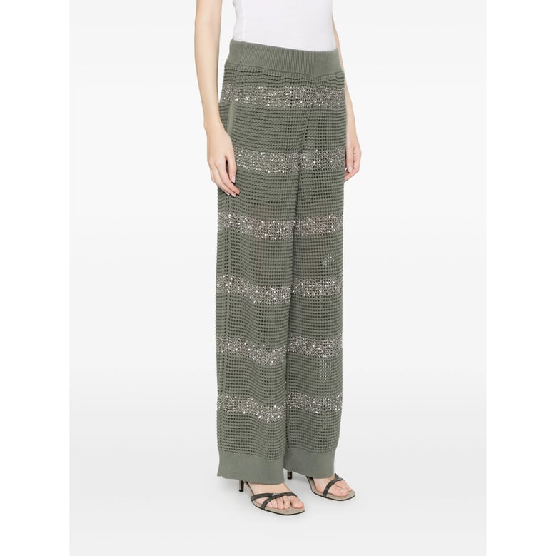 trousers green open-knit by Selfnex