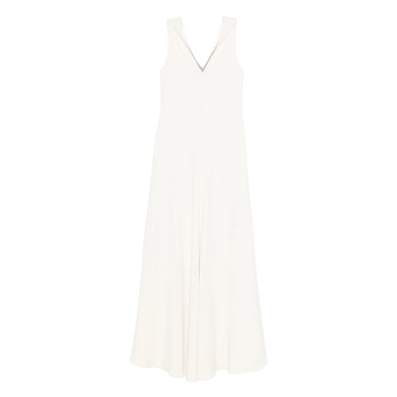 off-white v-neck sleeveless dress by Selfnex