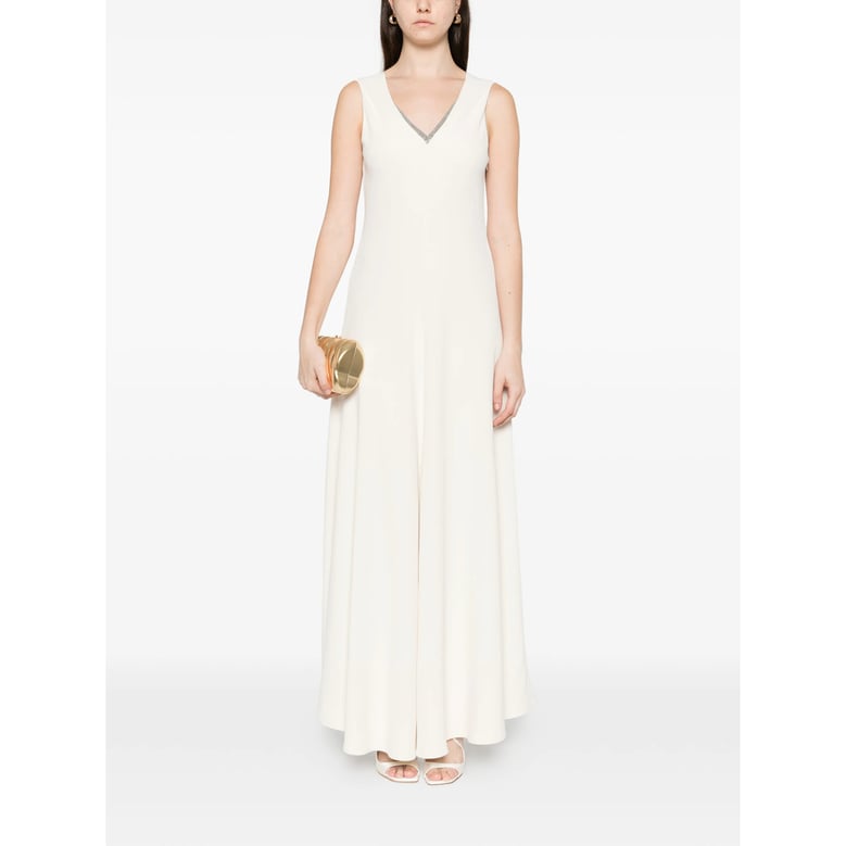 off-white v-neck sleeveless dress by Selfnex