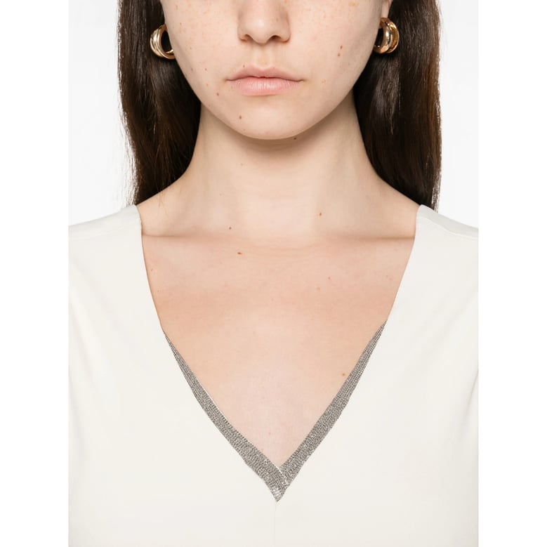 off-white v-neck sleeveless dress by Selfnex