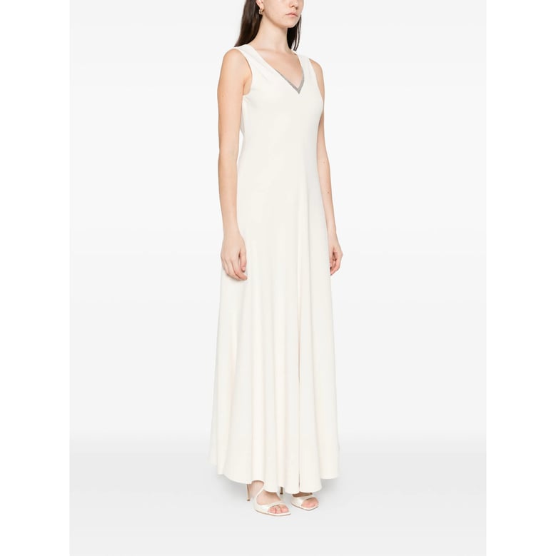 off-white v-neck sleeveless dress by Selfnex