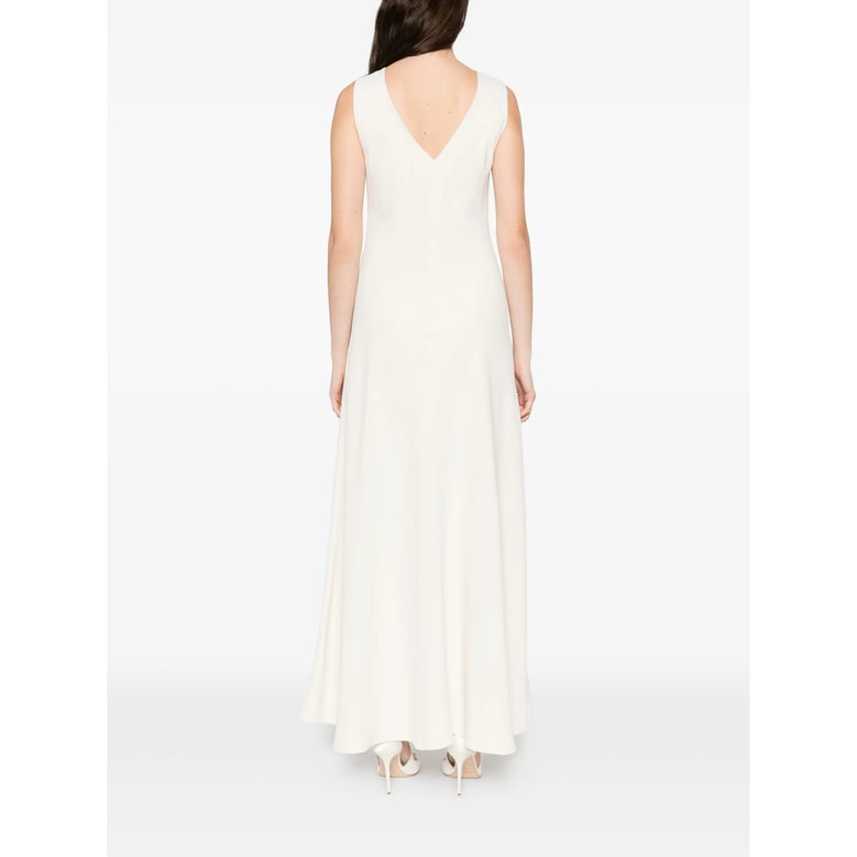 off-white v-neck sleeveless dress by Selfnex