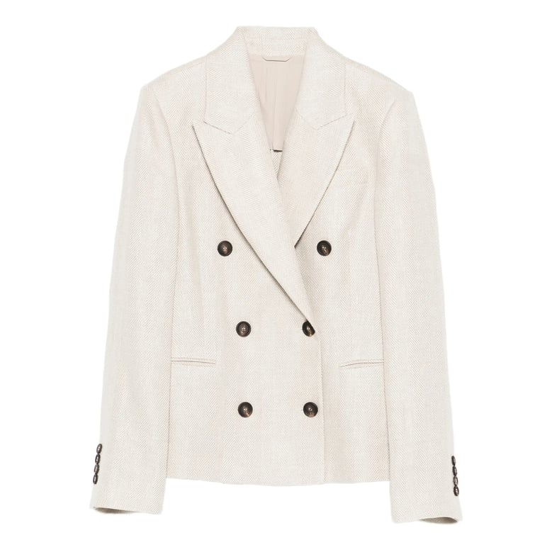 beige herringbone pattern jacket by Selfnex