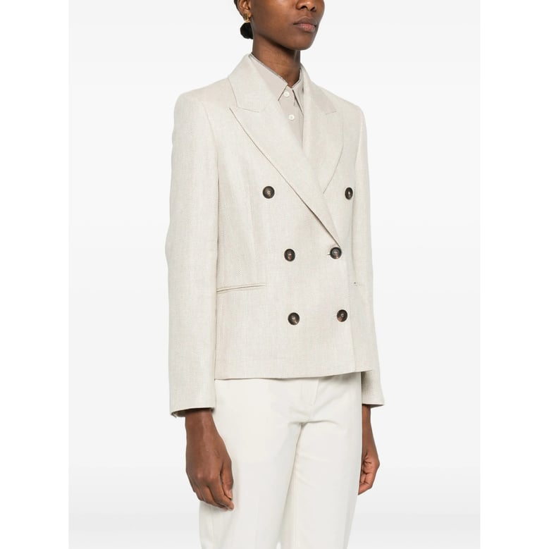 beige herringbone pattern jacket by Selfnex