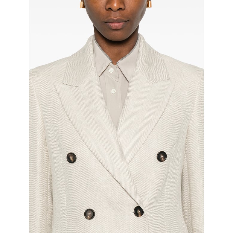 beige herringbone pattern jacket by Selfnex