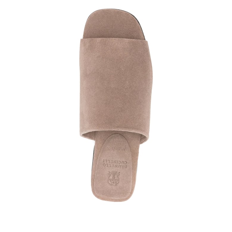 beige open toe flat heel shoes by Selfnex