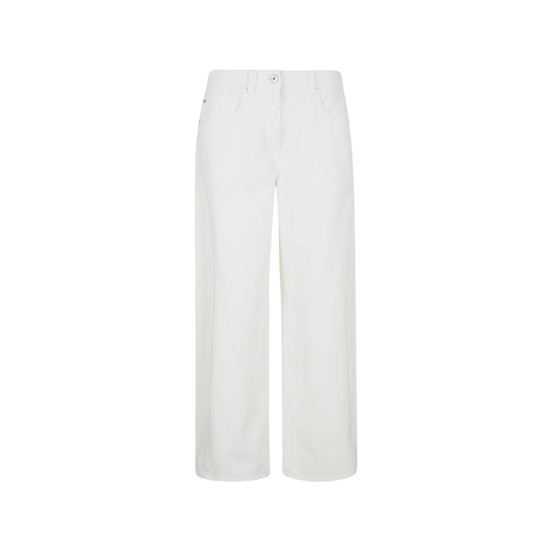 white wide leg trousers with belt loops by Selfnex