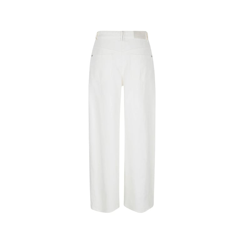 white wide leg trousers with belt loops by Selfnex
