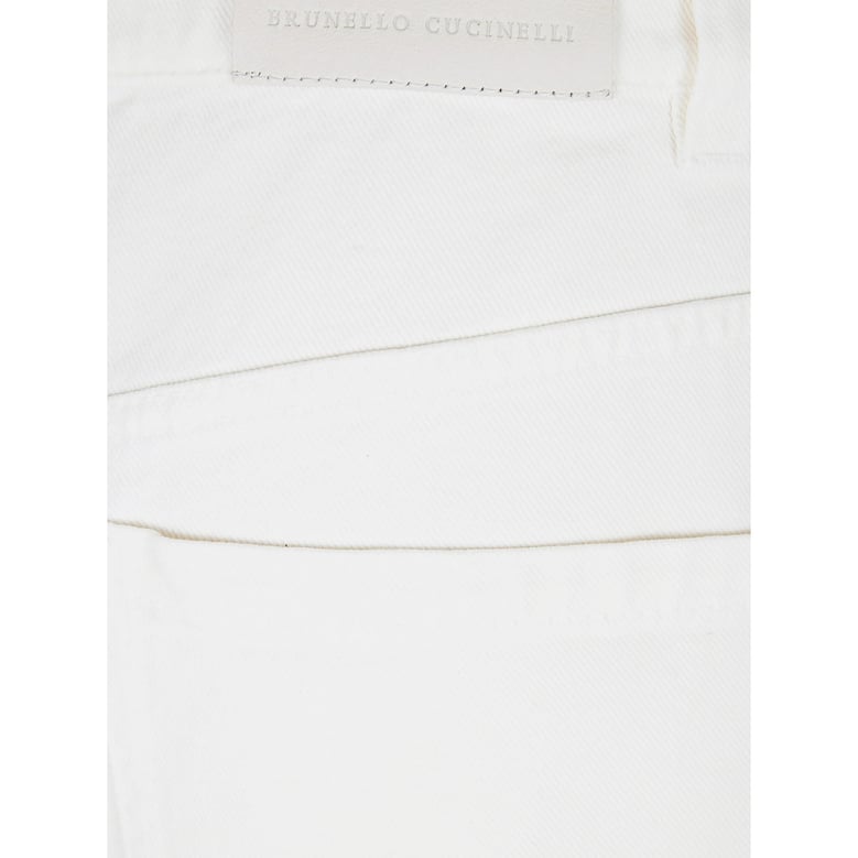 white wide leg trousers with belt loops by Selfnex