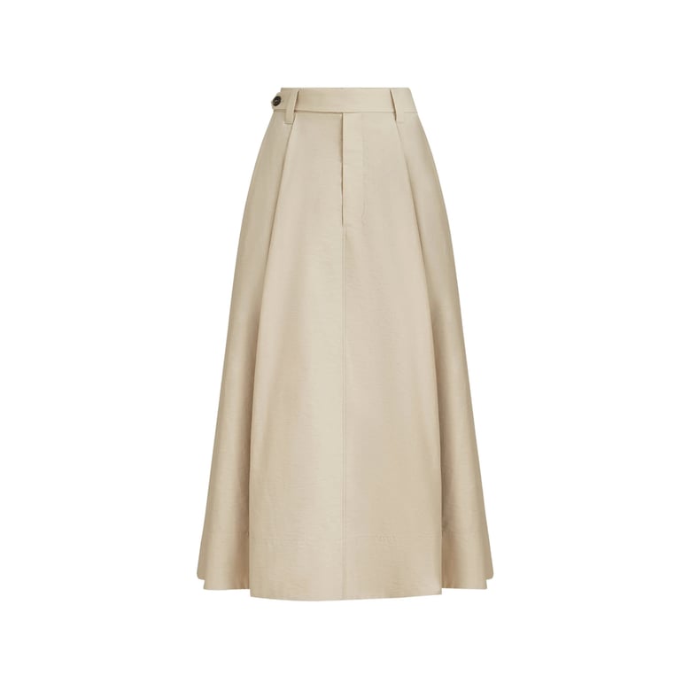 button fastening neutrals a-line skirt by Selfnex