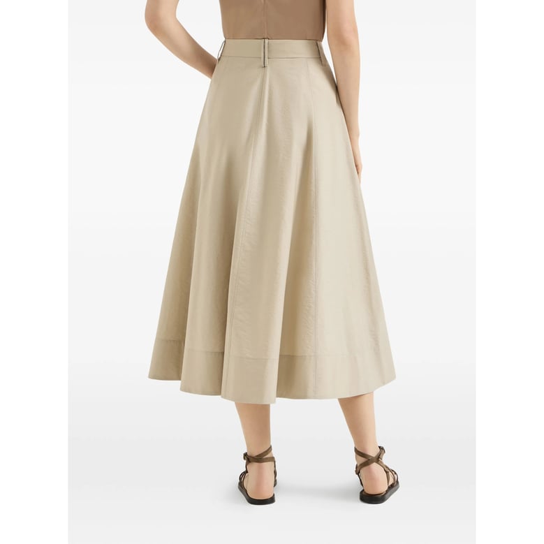 button fastening neutrals a-line skirt by Selfnex