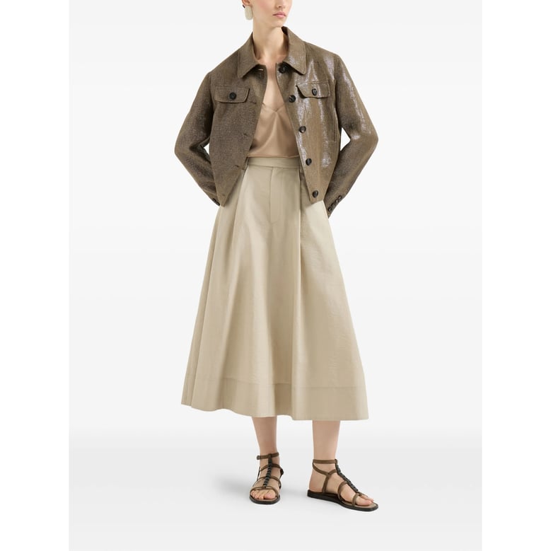 button fastening neutrals a-line skirt by Selfnex