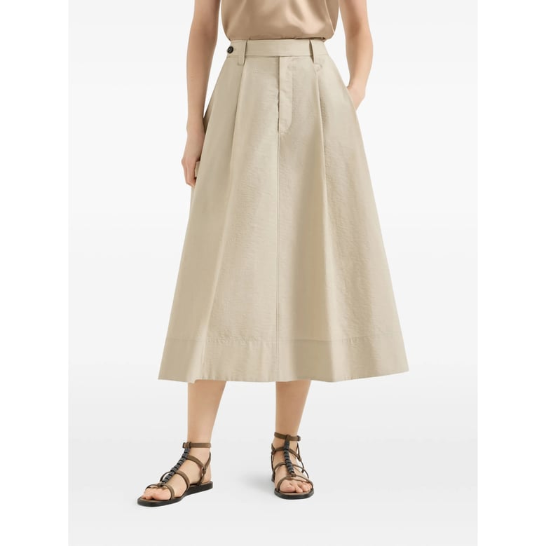 button fastening neutrals a-line skirt by Selfnex
