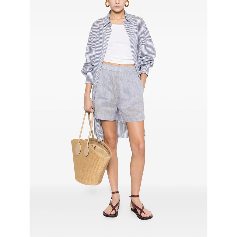 shorts silk-linen white/blue by Selfnex