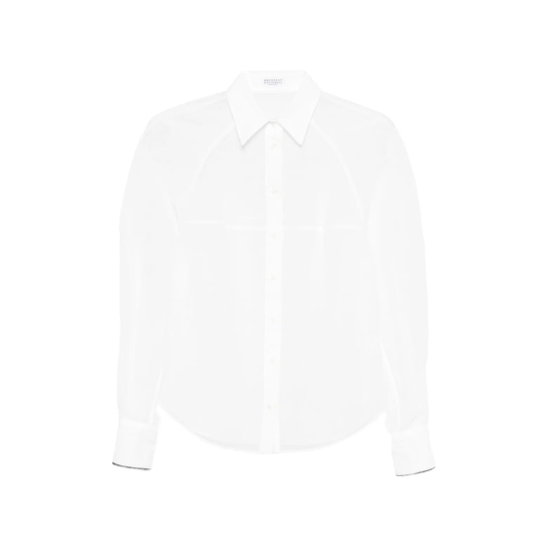 white striped shirt with monili embellishment by Selfnex