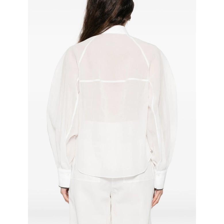 white striped shirt with monili embellishment by Selfnex