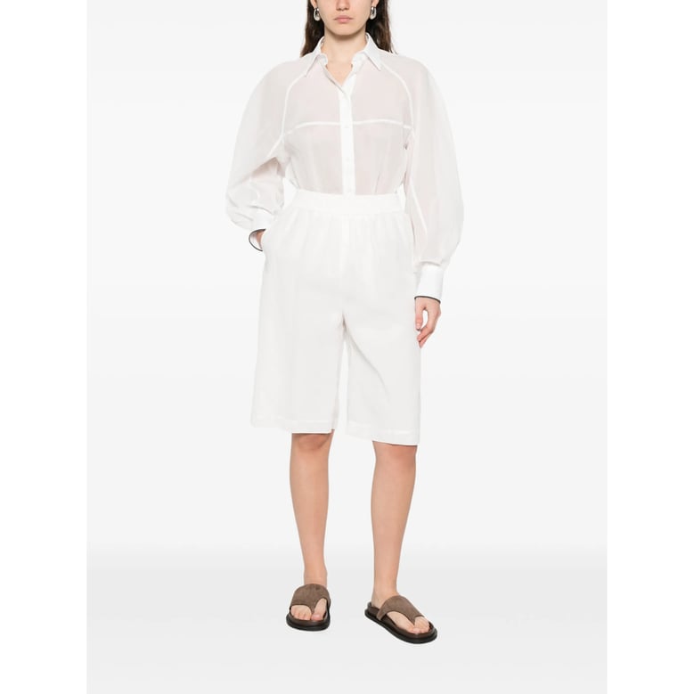 white striped shirt with monili embellishment by Selfnex