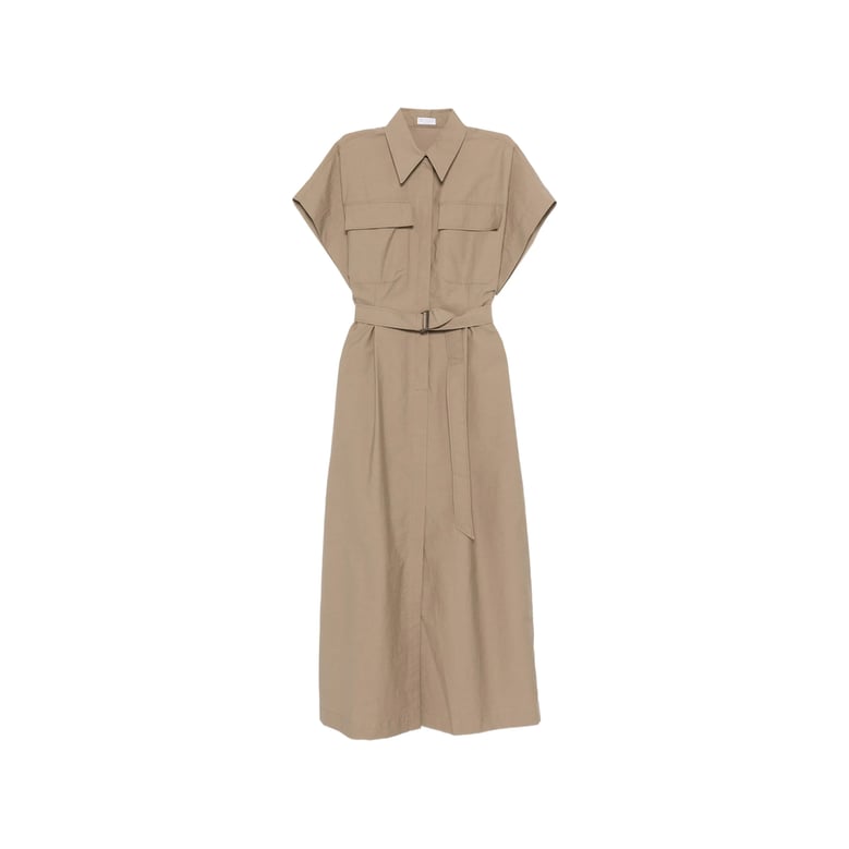 dress with chest patch pockets and belt by Selfnex